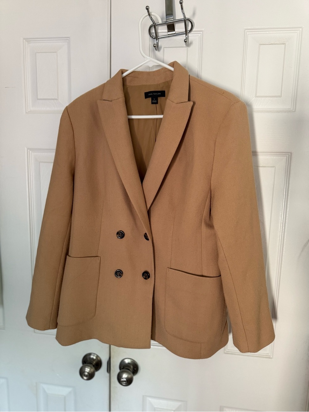 Ann Taylor Camel Double-Breasted Blazer